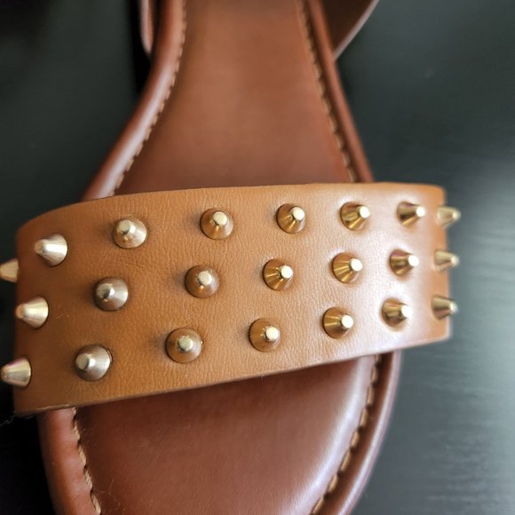 Aldo Women Studded Leather Flat Sandals - Picture 8 of 10